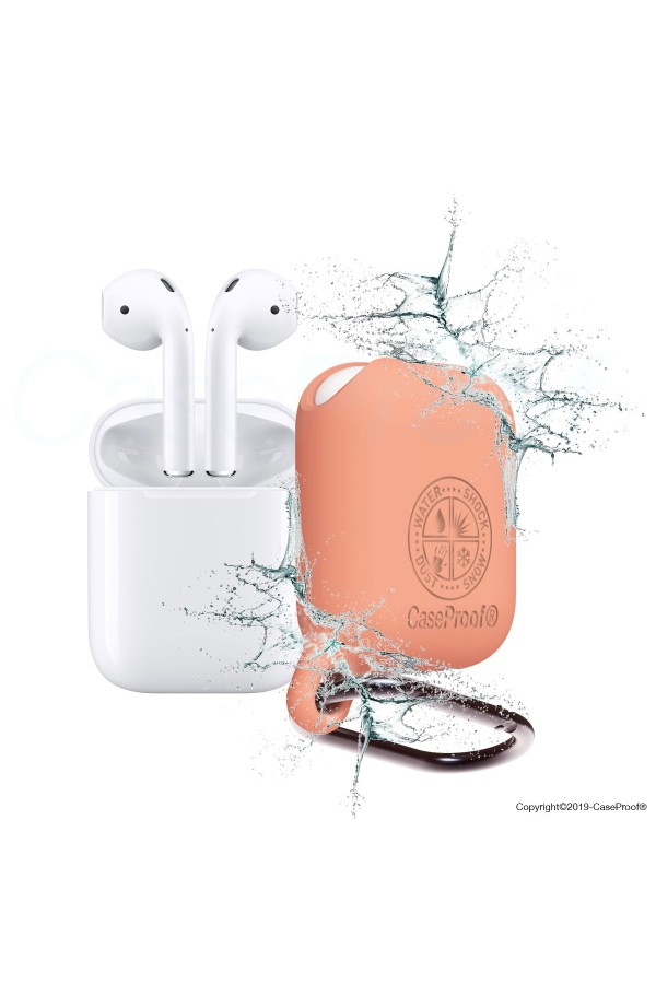 Airpods - Housse de protection Antichoc Etanche en silicone - Papaye