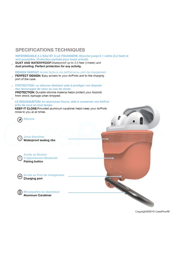 Airpods -Shocproof  Waterproof Case Nectarine