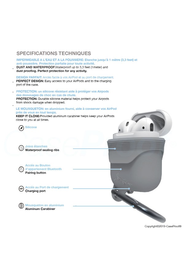 Airpods -Shockproof  Waterproof Case Grey