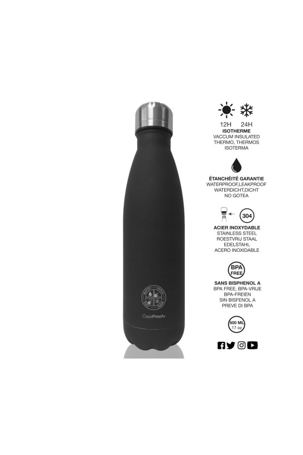 Insulated Bottle in Stainless steel 500 ml - Black Mate