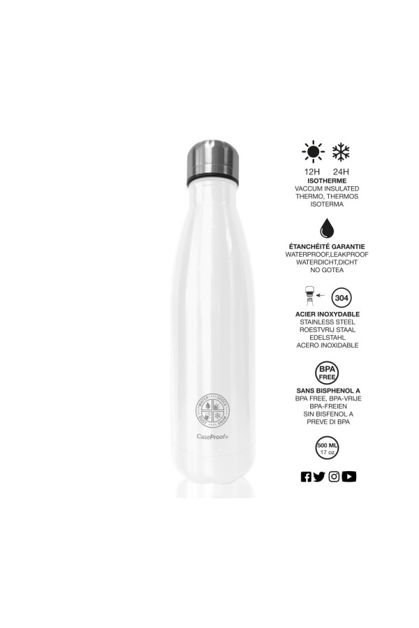 Bouteille isotherme en Acier inoxydable 500 ml - Blanc brillant