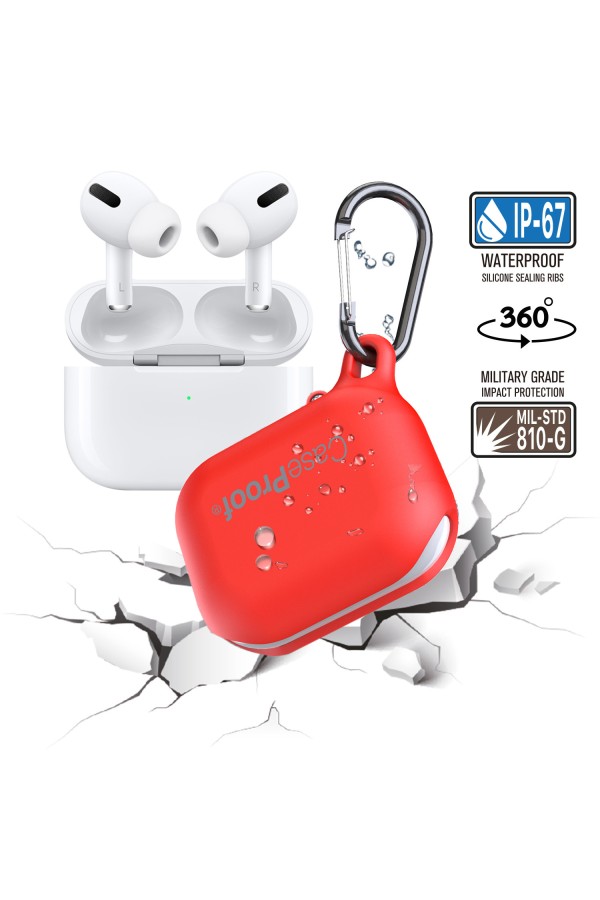 Airpods-Pro-Etui de protection Etanche en silicone - Rouge