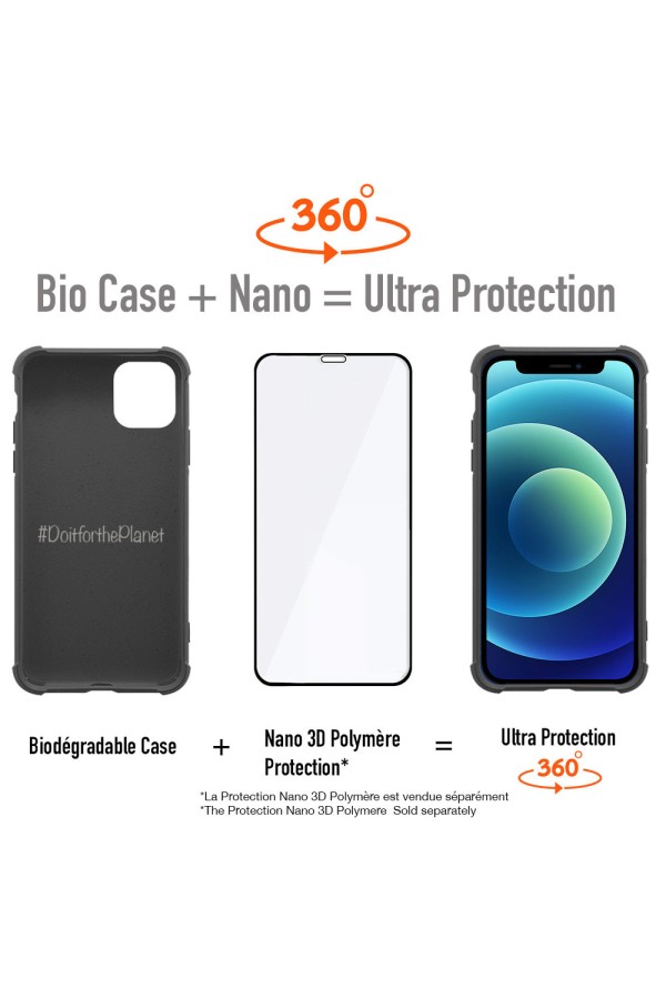 iPhone 12-12 Pro - Coque Antichoc  Biodégradable Noire  Série  BIO