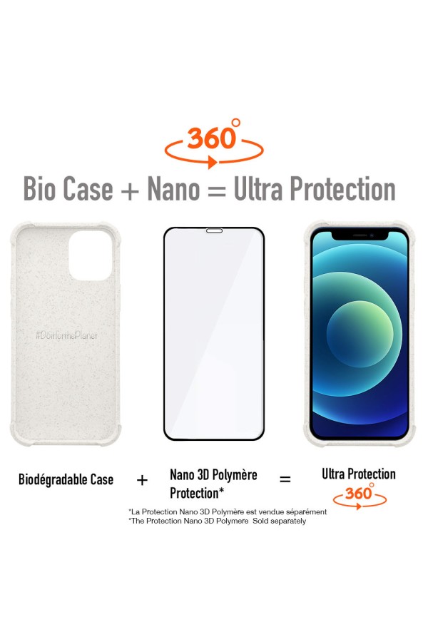 iPhone 12- 12 Pro - Coque Biodégradable ANTICHOC Blanc Série  BIO