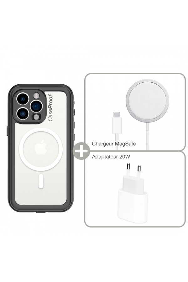 Coque waterProof iPhone 14 Pro  MagSafe - Charger Magsafe plus adaptateur 20W