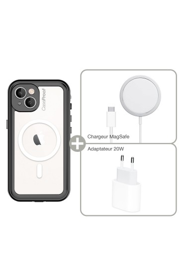 Coque waterProof iPhone 14 MagSafe - Charger Magsafe plus adaptateur 20W